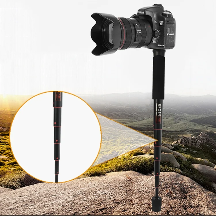 BEXIN P256A Portable Travel Outdoor DSLR Camera Aluminum Alloy Monopod Holder