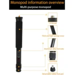 BEXIN P256A Portable Travel Outdoor DSLR Camera Aluminum Alloy Monopod Holder - Image 7