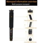 BEXIN P308C Portable Travel Outdoor DSLR Camera Aluminum Alloy Monopod Holder - Image 3