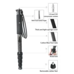 BEXIN P285-C Portable Travel Outdoor DSLR Camera Carbon Fiber Monopod Holder - Image 3