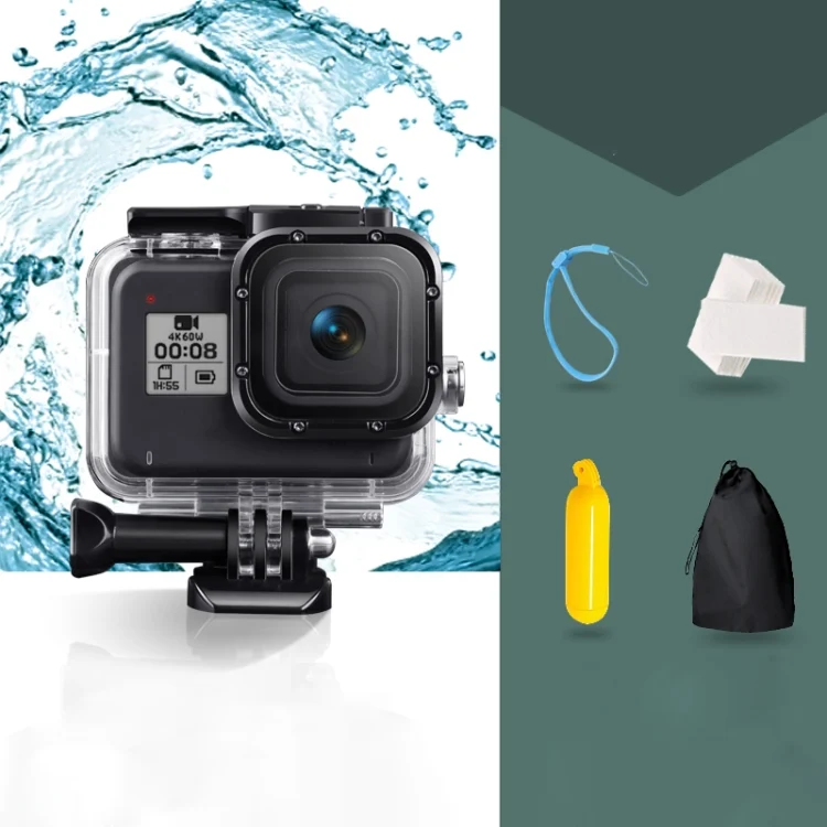 DCA1257T.webp For GoPro HERO8 Black 45m Waterproof Housing Protective Case with Buckle Basic Mount & Screw & Floating Bobber Grip & Strap & Anti-Fog Inserts - Image 1