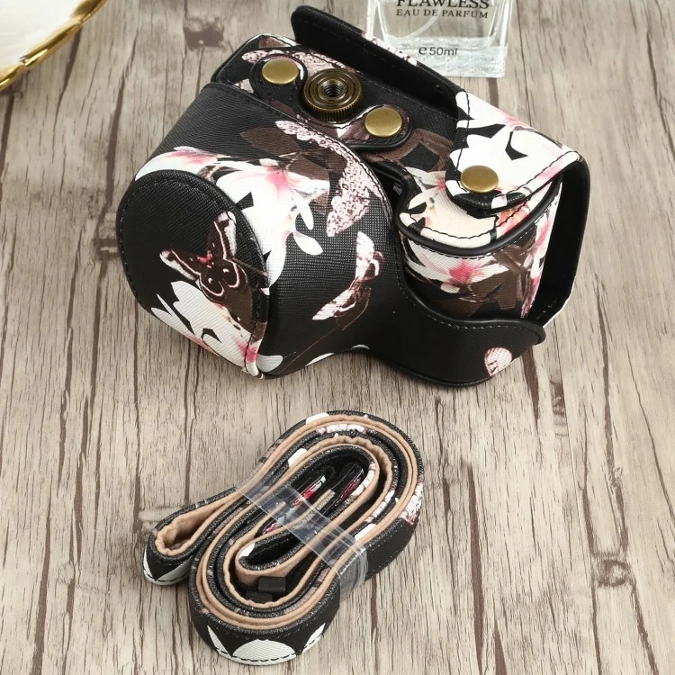 DCA1322B.webp Flower Pattern PU Leather Camera Case for Sony A6000 / A6300 / A6400 / Nex 6 - Image 1