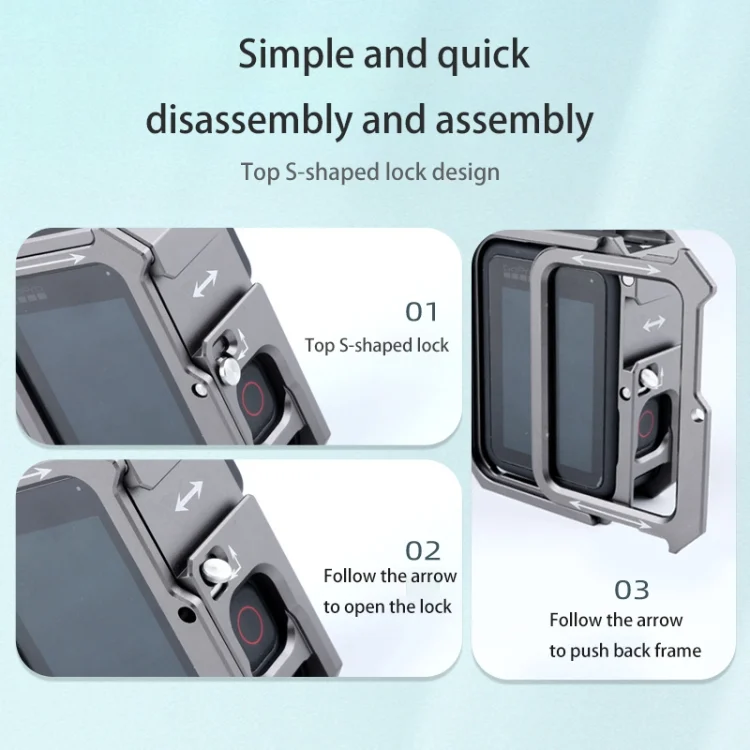 DCA1334SH_5.webp RUIGPRO for GoPro HERO10 Black / HERO9 Black Metal Border Frame Mount Protective Cage with Dual Cold Shoes Base - Image 6