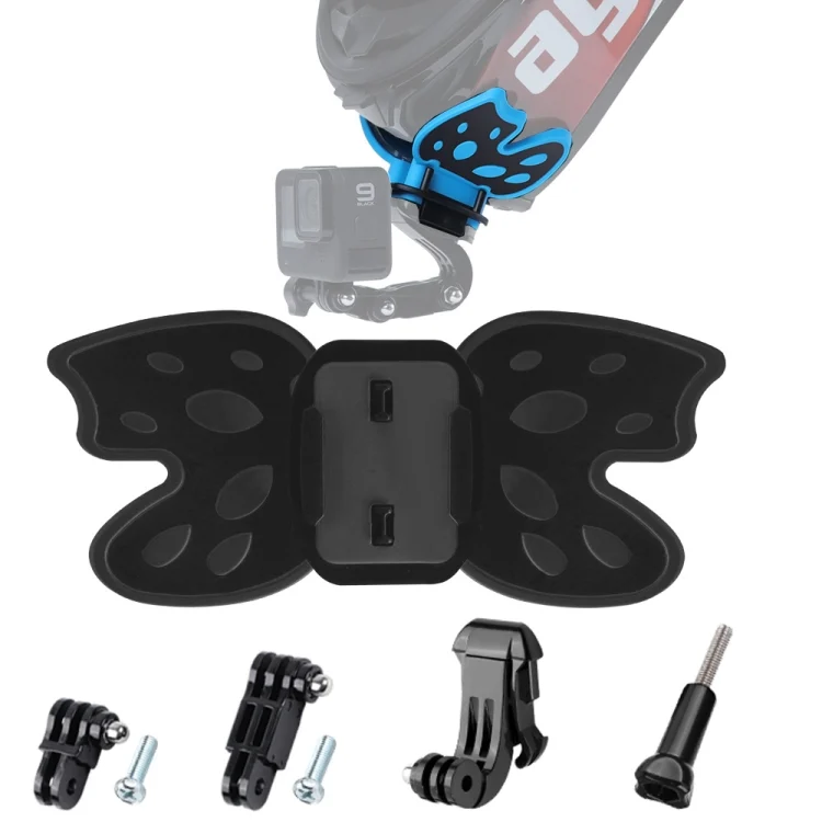 Butterfly Helmet Mount Adapter with 3-Way Pivot Arm & J-Hook Buckle & Long Screw for GoPro, Insta360, DJI and Other Action Cameras