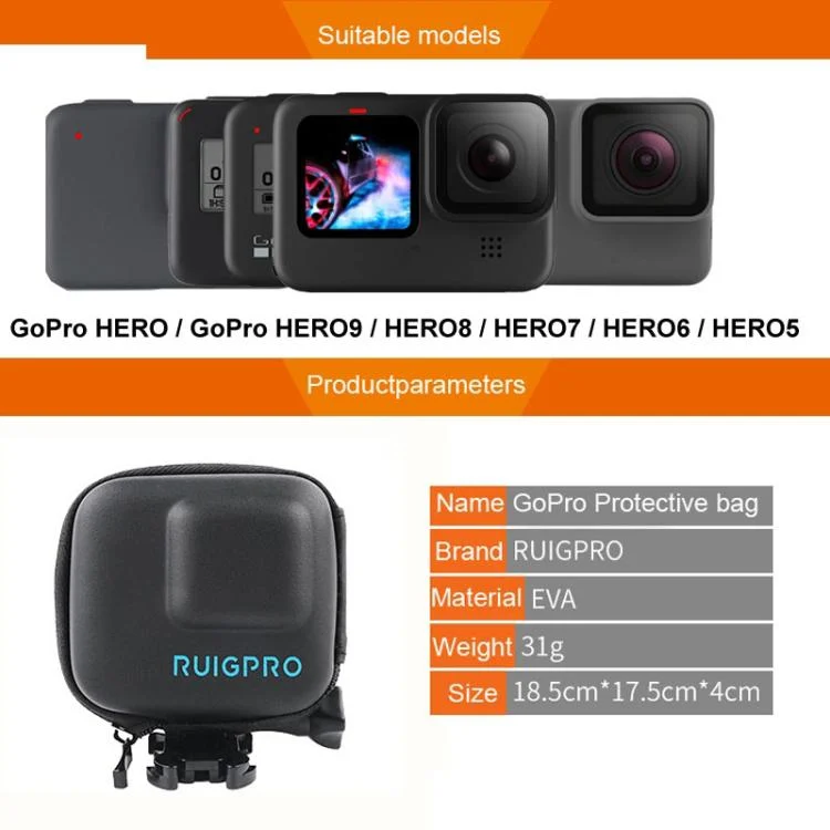 DCA1413B_7.webp RUIGPRO Super Mini EVA Storage Protective Case Box for GoPro Hero11 Black / HERO10 Black / HERO9 Black / HERO8 Black /7 /6 /5 - Image 8