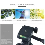 Live Broadcast Tripod 4-Section Folding Legs Aluminum Alloy Tripod Mount with U-Shape Three-Dimensional Tripod Head for DSLR & Digital Camera, Adjustable Height: 35-106cm - Image 4