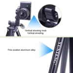 YUNTENG VCT-680RM 4-Section Folding Legs Aluminum Alloy Tripod Mount with Three-Dimensional Tripod Head for DSLR & Digital Camera, Adjustable Height: 46-138cm - Image 8