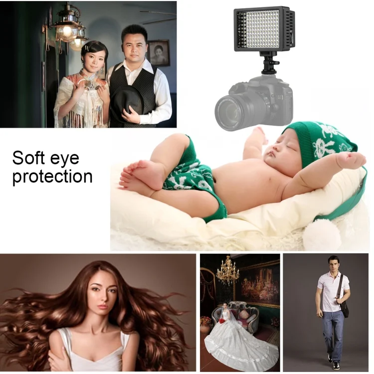 DCA1502_10.webp HD-160 White Light LED Video Light on-Camera Photography Lighting Fill Light for Canon, Nikon, DSLR Camera with 3 Filter Plates - Image 11