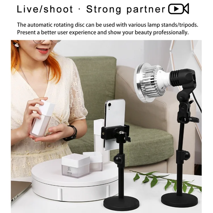 DCA1535_B2.webp 22cm Electric Rotating Display Stand Video Shooting Props Turntable, Load: 50kg, AU Plug - Image 3