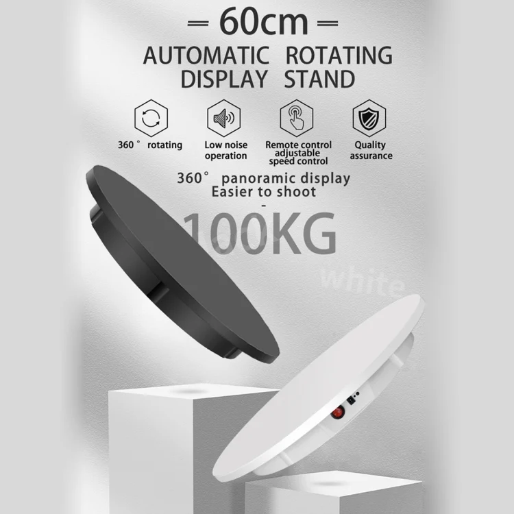 DCA1537_B1.webp 60cm Electric Rotating Display Stand Props Turntable, Load: 100kg, Plug-in Power, UK Plug - Image 2