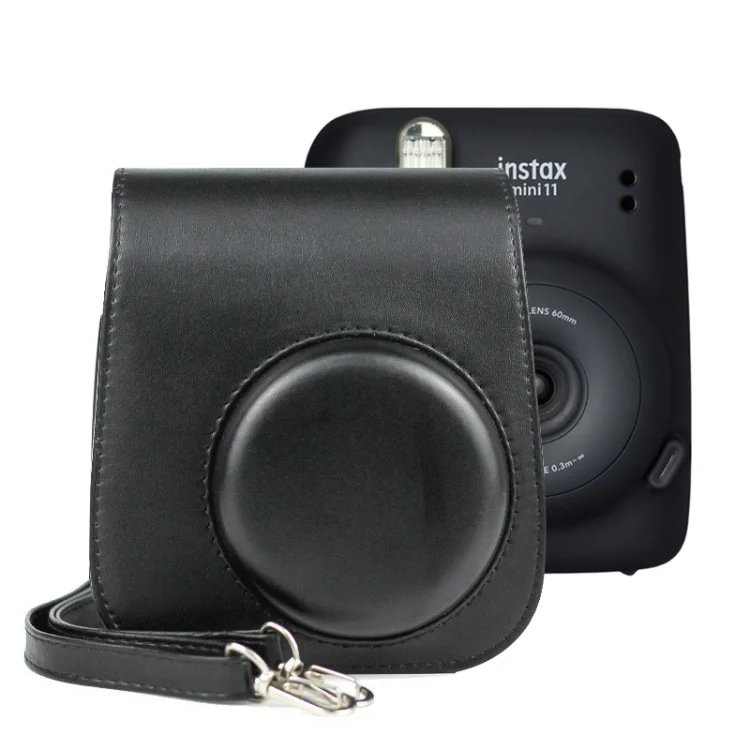 DCA1622B.webp Solid Color Full Body Camera Leather Case Bag with Strap for FUJIFILM Instax mini 11 - Image 1