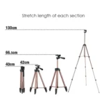 130cm 4-Section Folding Aluminum Alloy Tripod Mount with Three-Dimensional Head - Image 2