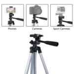 130cm 4-Section Folding Aluminum Alloy Tripod Mount with Three-Dimensional Head - Image 4