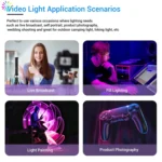 LUXCeO P100 RGB Photo Video Light Stick Handheld Fill Light with Remote Control & Grid Softbox - Image 7