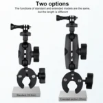 360 Rotation Adjustable Action Camera Bike Motorcycle Handlebar Holder with Phone Clamp - Image 2