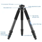 BEXIN RC294 Portable Collapsible Carbon Fiber Camera Tripod - Image 2