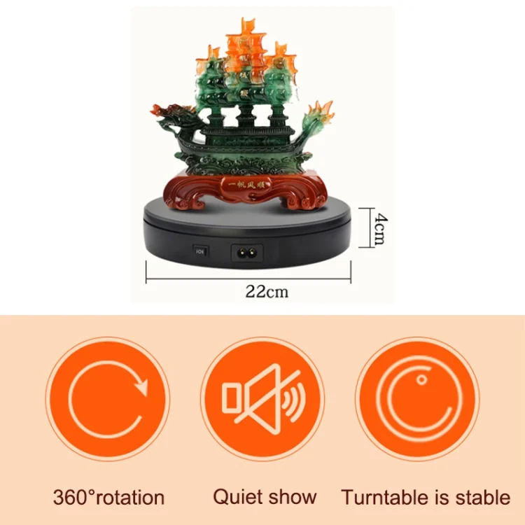 DCA2153_B1.webp 22cm Electric Rotating Turntable Display Stand Live Video Shooting Props Turntable Jewelry Shoes Display Platform, EU Plug - Image 2
