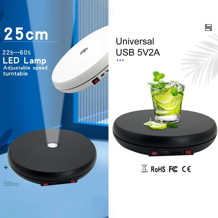 DCA2156_B1.webp 25cm LED Light Electric Rotating Display Stand Turntable - Image 2