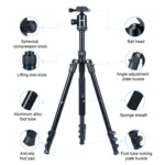 TRIOPO Oubao A-308S Adjustable Portable  Aluminum Alloy Tripod with Ball Head for SLR Camera - Image 5