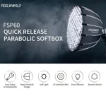 FEELWORLD FSP60 60cm Parabolic Softbox Quick Release Diffuser with Bowens Mount - Image 2
