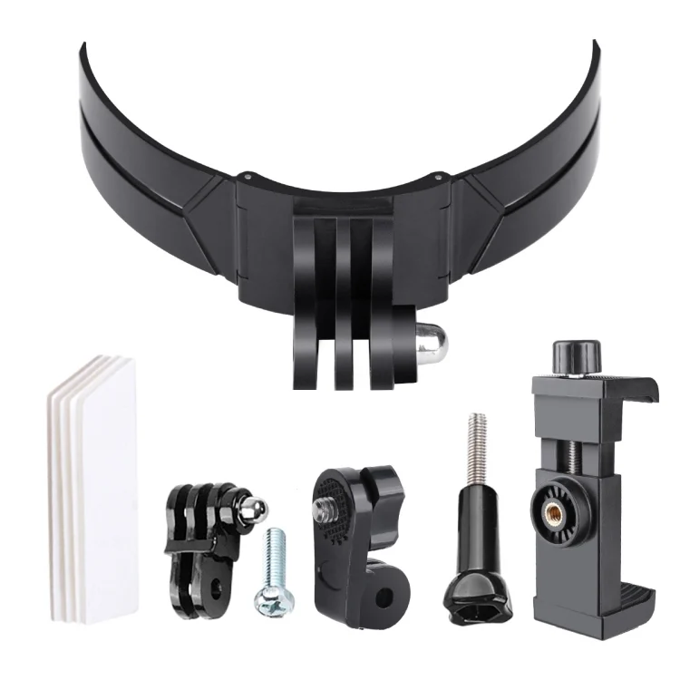 DCA2240B_1.webp Foldable Bending Action Camera Phone Helmet Mount Kit with J-Hook Buckle & Rotation Phone Clamp & Adapter - Image 2