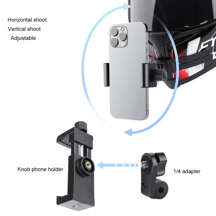 DCA2240B_6.webp Foldable Bending Action Camera Phone Helmet Mount Kit with J-Hook Buckle & Rotation Phone Clamp & Adapter - Image 7