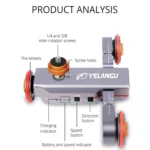 YELANGU L4X Camera 3-wheel Dolly II Electric Track Slider 3-Wheel Video Pulley Rolling Dolly Car with Remote Control for DSLR / Home DV Cameras, GoPro, Smartphones, Load: 3kg(Grey) - Image 14