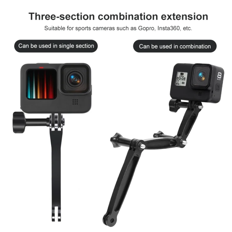 DCA2260_5.webp 3 in 1 Joint Aluminum Extension Arm Grip Extenter for GoPro, Insta360, DJI and Other Action Cameras - Image 6
