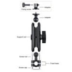 25mm Ballhead Car Front Seat Handlebar Fixed Mount Holder with Tripod Adapter & Screw for GoPro, Insta360, DJI and Other Action Cameras - Image 4