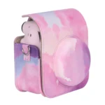 For FUJIFILM instax mini 12 Painted Full Body Leather Case Camera Bag with Strap(Blue Pink) - Image 2
