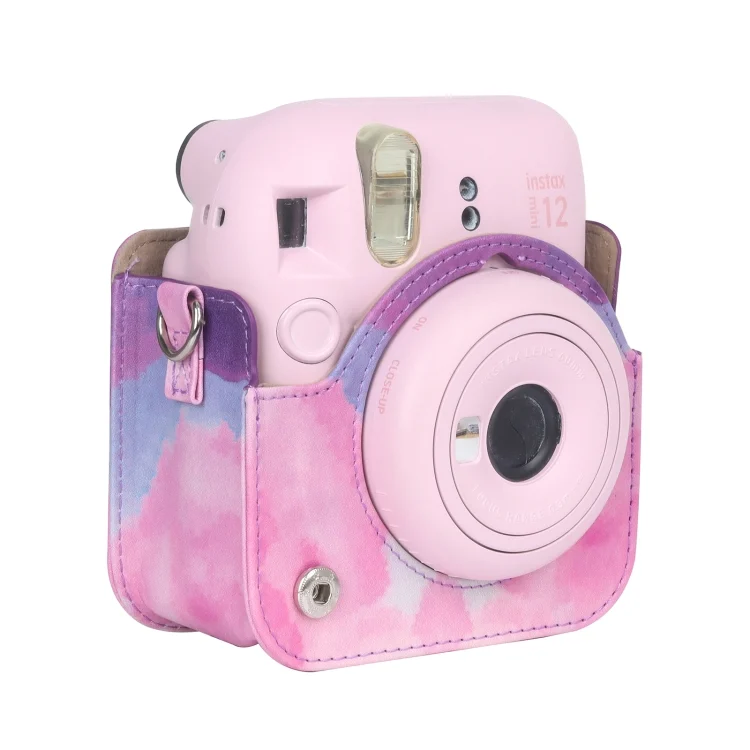 DCA2662AB_4.webp For FUJIFILM instax mini 12 Painted Full Body Leather Case Camera Bag with Strap(Blue Pink) - Image 5