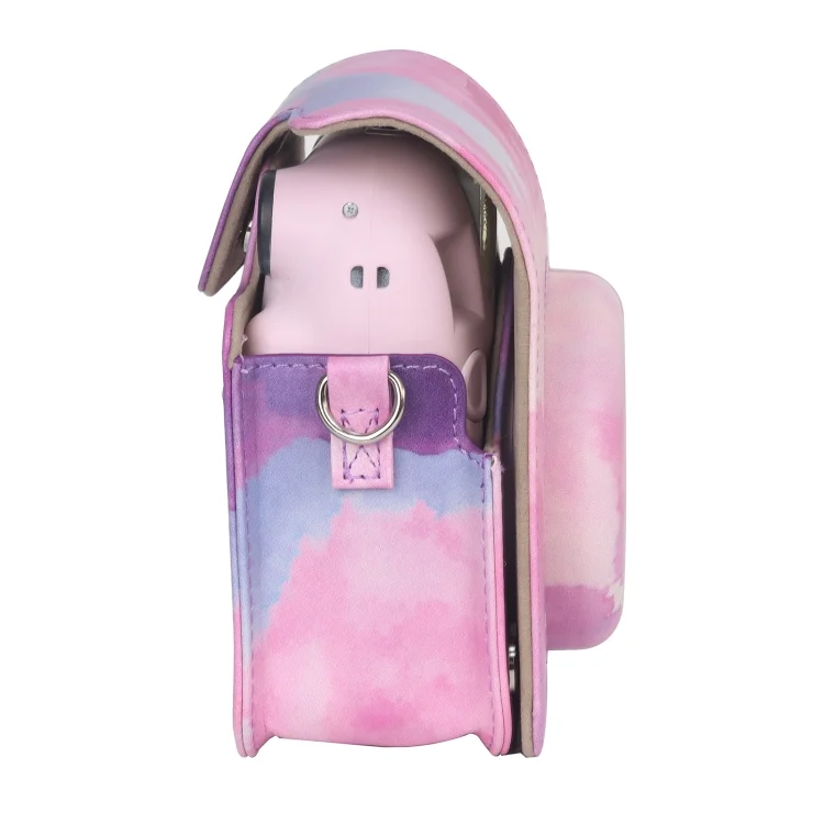DCA2662AB_5.webp For FUJIFILM instax mini 12 Painted Full Body Leather Case Camera Bag with Strap(Blue Pink) - Image 6