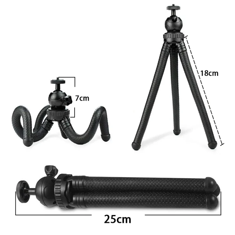 DCA2752B_4.webp W1 Mini Octopus Flexible Tripod Holder with Ball Head for SLR Cameras, GoPro, Phones - Image 5