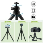 W1 Mini Octopus Flexible Tripod Holder with Ball Head for SLR Cameras, GoPro, Phones - Image 7