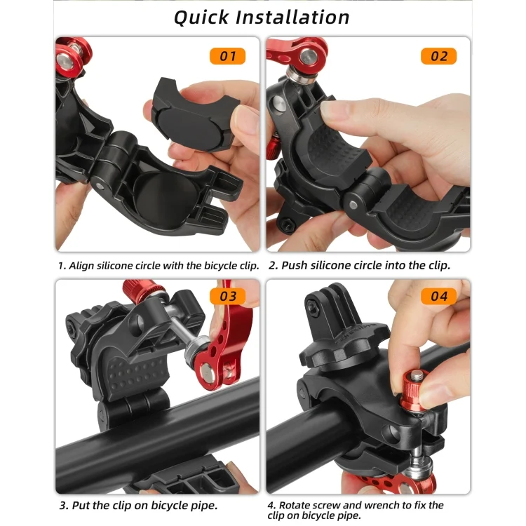DCA2758B_10.webp Sunnylife Sports Camera Universal Bicycle Clamp 360 Rotation 19-35mm Clip for DJI Action / Insta360 / GoPro - Image 11