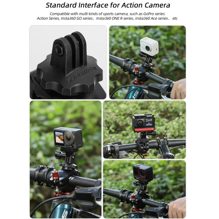 DCA2758B_7.webp Sunnylife Sports Camera Universal Bicycle Clamp 360 Rotation 19-35mm Clip for DJI Action / Insta360 / GoPro - Image 8