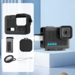 For GoPro HERO 2024 Silicone Protective Case Side Interface Cover with Wrist Strap & Lens Cover