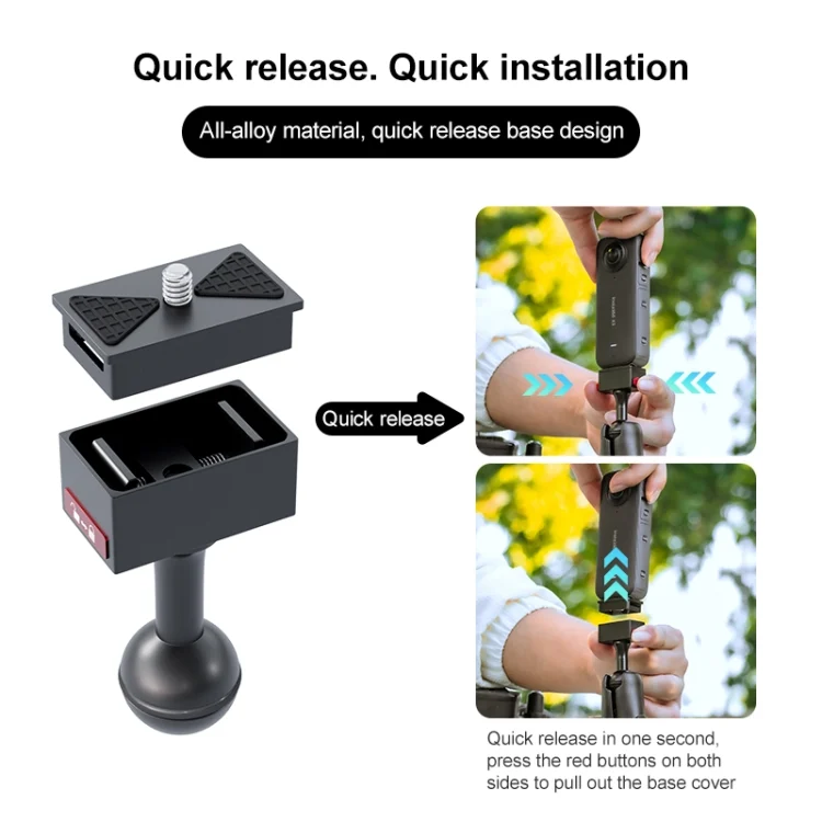 DCA2794B_4.webp Metal Quick Release Base Adapter for GoPro, Insta360, DJI and Other Action Cameras - Image 5