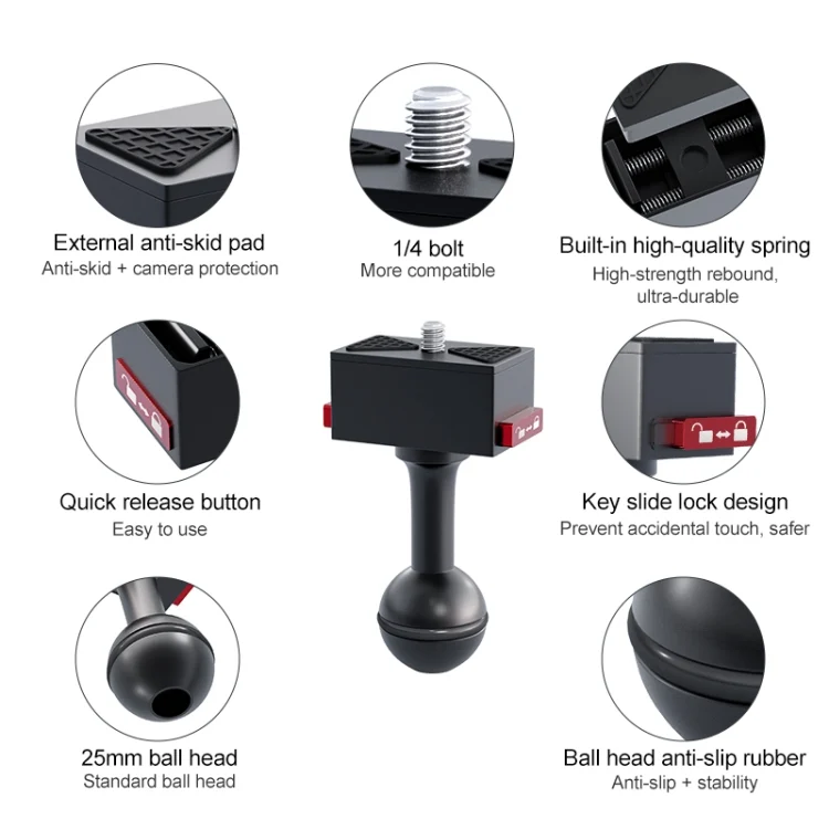 DCA2794B_5.webp Metal Quick Release Base Adapter for GoPro, Insta360, DJI and Other Action Cameras - Image 6