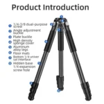 BEXIN RK294 Portable Collapsible Carbon Fiber Camera Tripod - Image 3