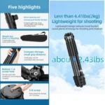 BEXIN RK264 Portable Collapsible Aluminum Alloy Camera Tripod - Image 3