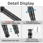 BEXIN W-334C Portable DSLR Camera 2 in 1 Carbon Fiber Tripod Detachable Monopod - Image 12