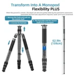 BEXIN W-334C Portable DSLR Camera 2 in 1 Carbon Fiber Tripod Detachable Monopod - Image 9
