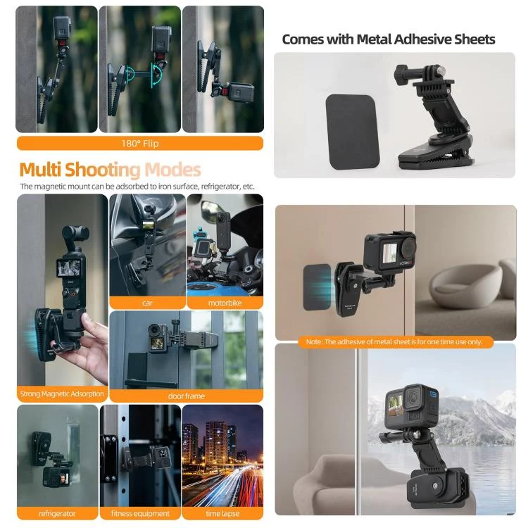 DCA2875B_3.webp Sunnylife Stretchable Backpack Clip Rotatable Magnetic Mount Action Camera Holder Vlog Mount - Image 4