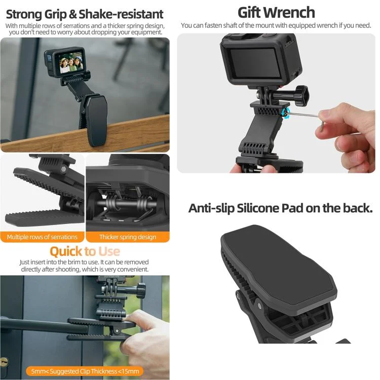 DCA2875B_6.webp Sunnylife Stretchable Backpack Clip Rotatable Magnetic Mount Action Camera Holder Vlog Mount - Image 7
