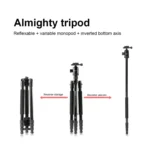 TRIOPO M2508 Multifunction Adjustable 4-Section Portable Aluminum Alloy Tripod Monopod with D-2A Ball Head for SLR Camera - Image 6