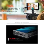 FEELWORLD P6XL 6.0 inch Aluminium Built-in Battery DSLR Camera Field Monitor Touch Screen 4K HDMI High Brightness 1200nit Monitor - Image 20