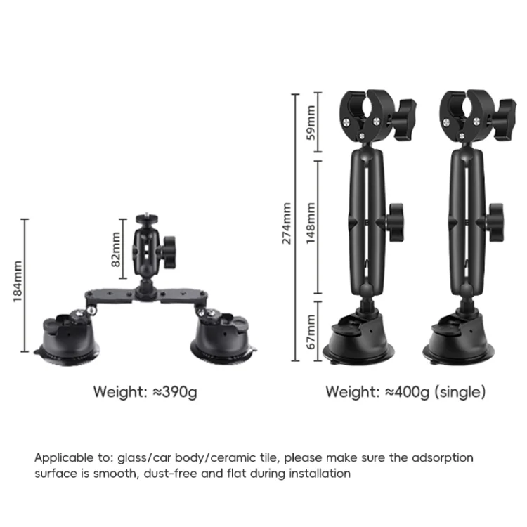 DCA3244B_1.webp 1/4 inch Screw Dual-Leg  Suction Cup Mount and 2 x Single-leg Car Suction Cup Mount Crab Clamps Set - Image 2