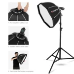 TRIOPO KS65 65cm Speedlite Flash Octagon Parabolic Softbox Diffuser with Bracket Mount Handle for Speedlite - Image 9