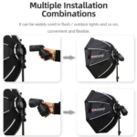 TRIOPO KX65 65cm Dome Speedlite Flash Octagon Parabolic Softbox Diffuser for Speedlite - Image 7